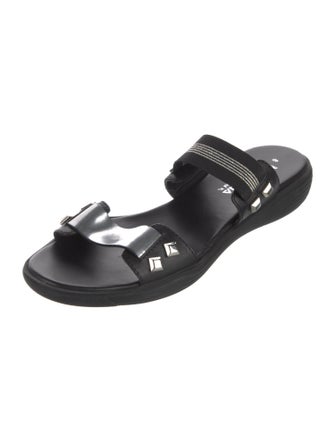 Aquatalia Leather Studded Accents Slides