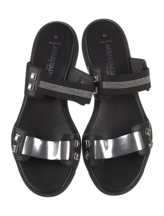 Aquatalia Leather Studded Accents Slides