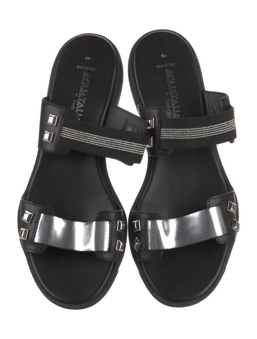 Aquatalia Leather Studded Accents Slides