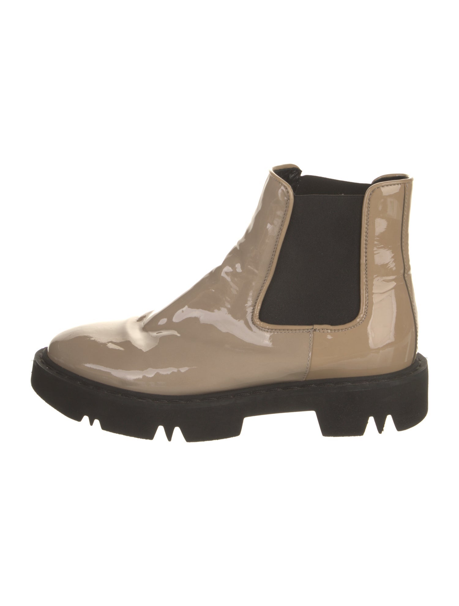 Aquatalia Patent Leather Colorblock Pattern Chelsea Boots