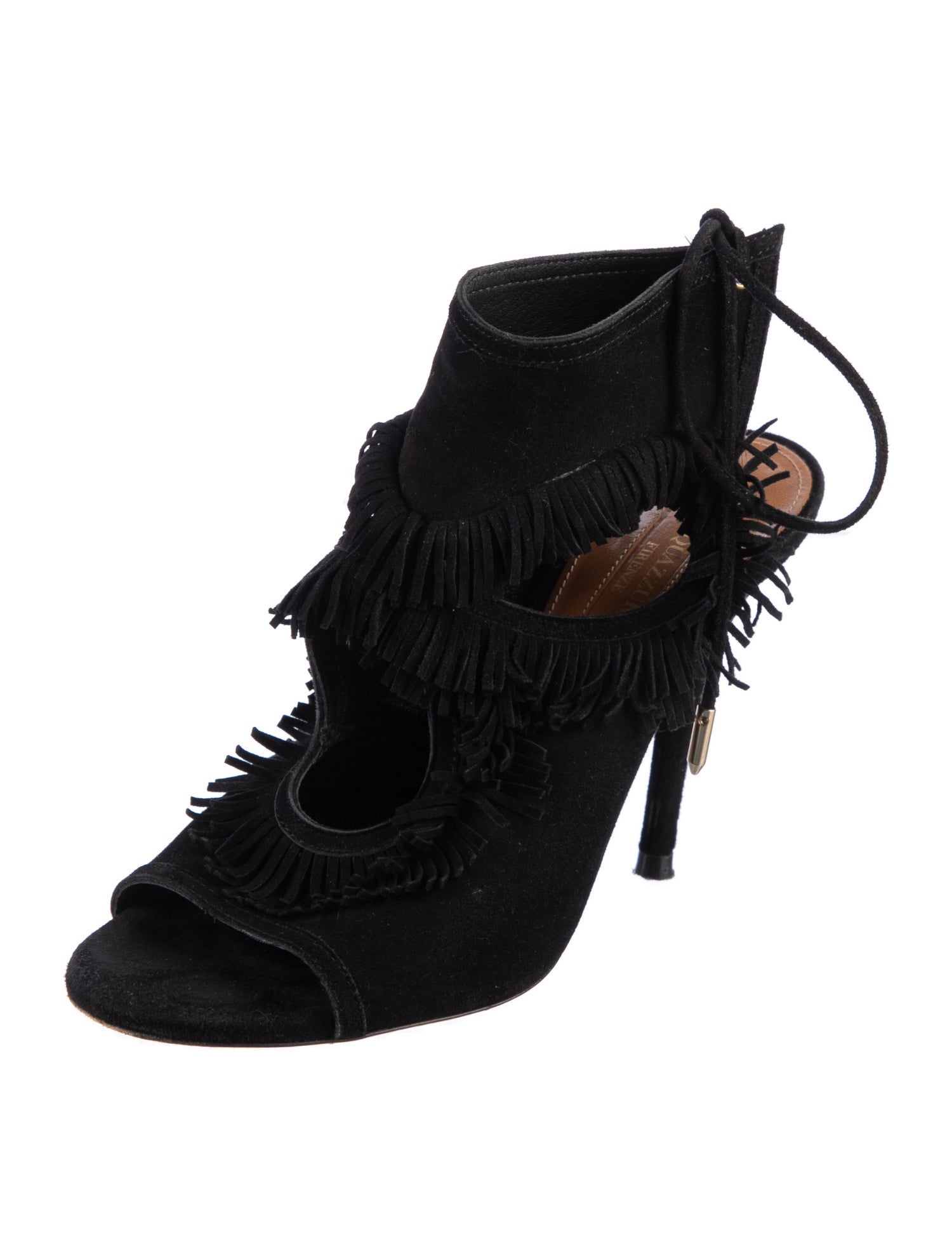 Aquatalia Suede Fringe Trim Accent Slingback Sandals