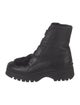Aquatalia Leather Faux Fur Trim Combat Boots