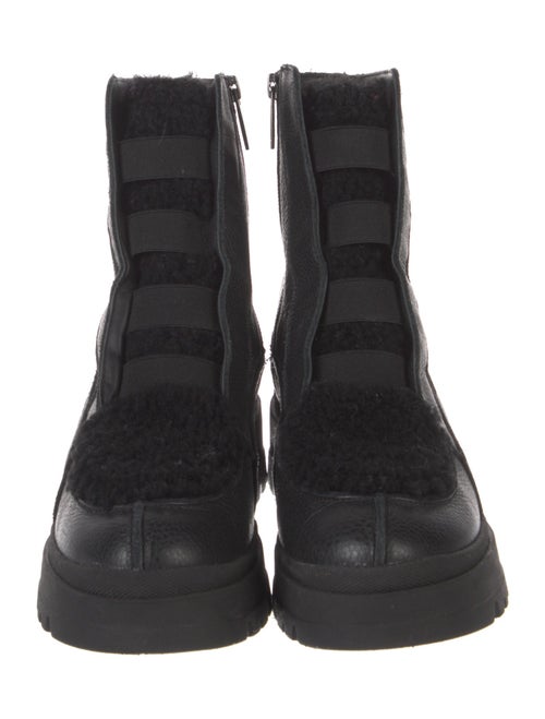 Aquatalia Leather Faux Fur Trim Combat Boots
