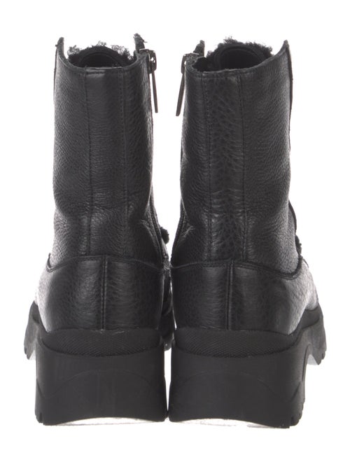 Aquatalia Leather Faux Fur Trim Combat Boots