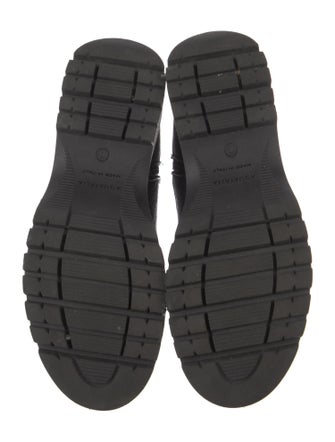 Aquatalia Leather Faux Fur Trim Combat Boots