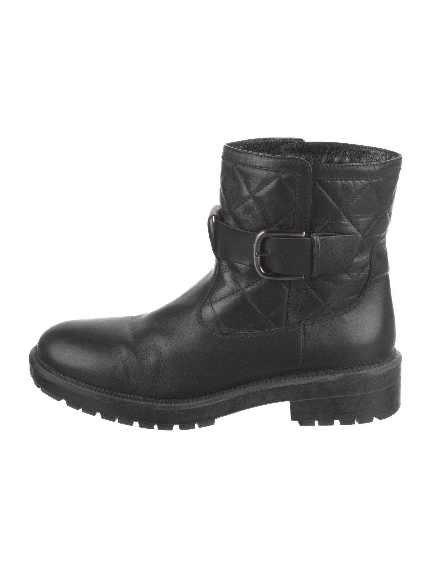 Aquatalia Quilted Pattern Leather Moto Boots