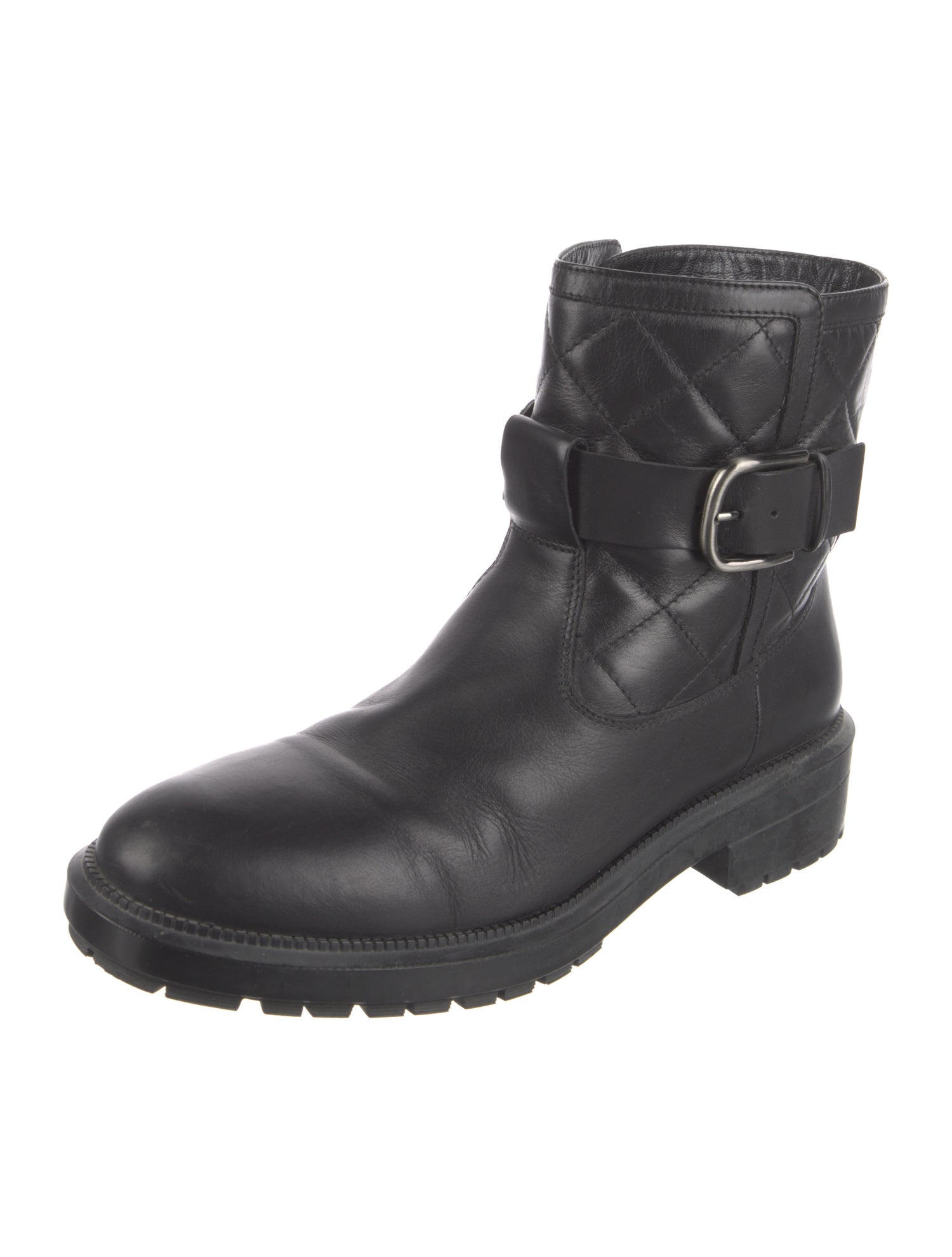 Aquatalia Quilted Pattern Leather Moto Boots