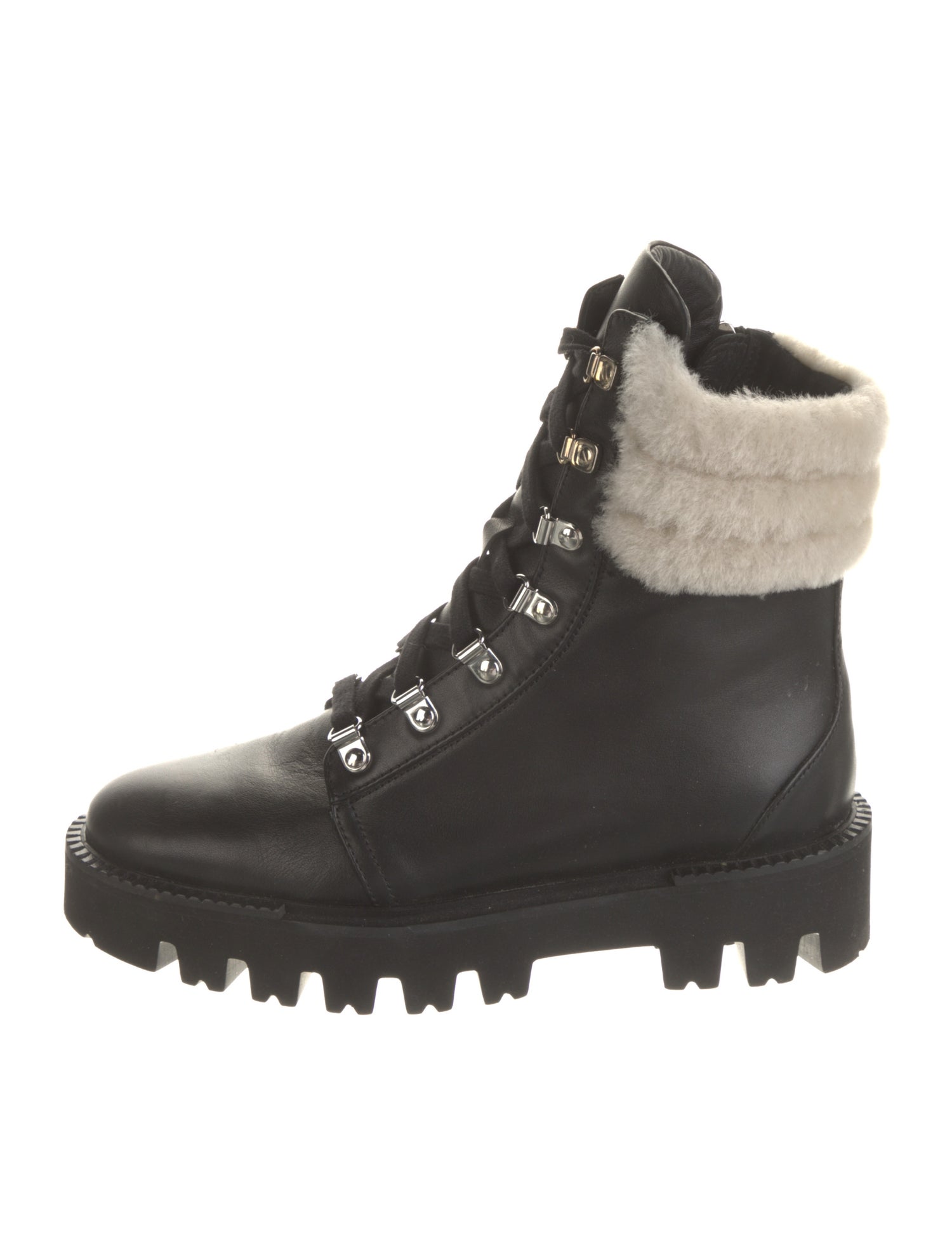 Aquatalia Leather Colorblock Pattern Combat Boots