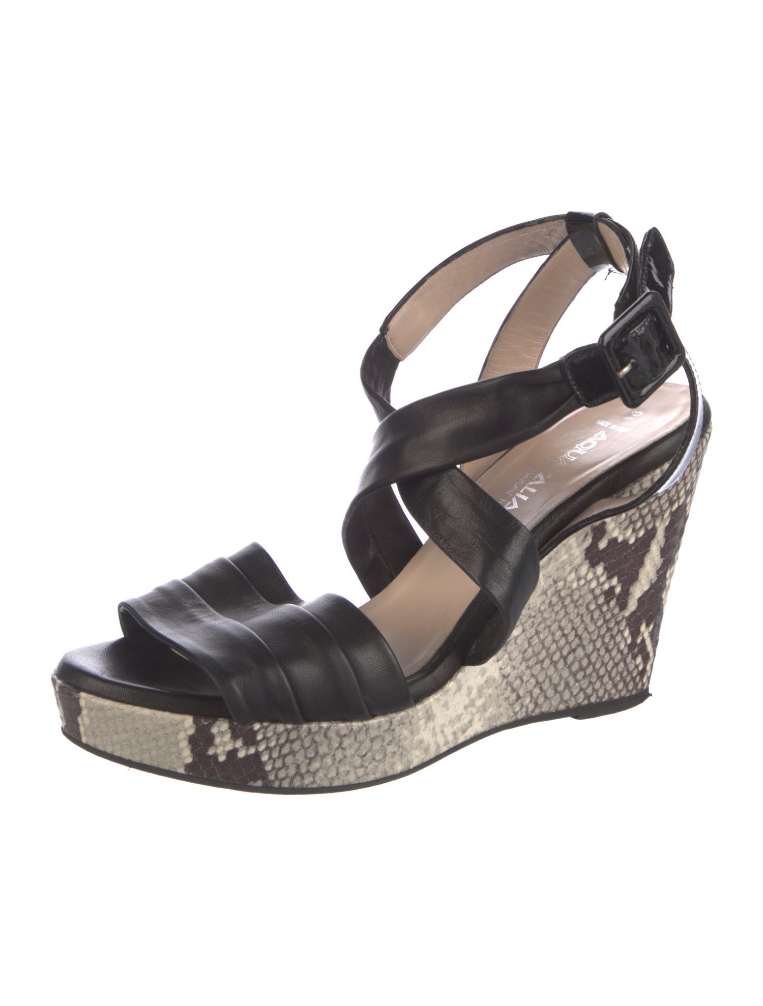 Aquatalia Leather Animal Print Slingback Pumps