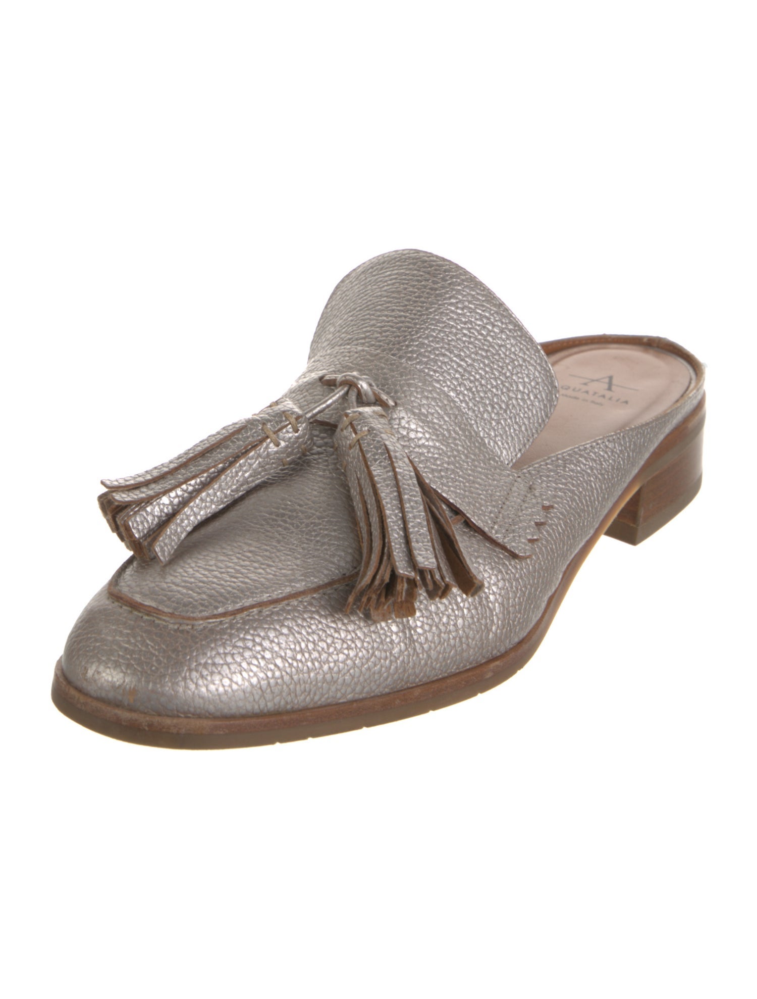 Aquatalia Leather Tassel Accents Mules