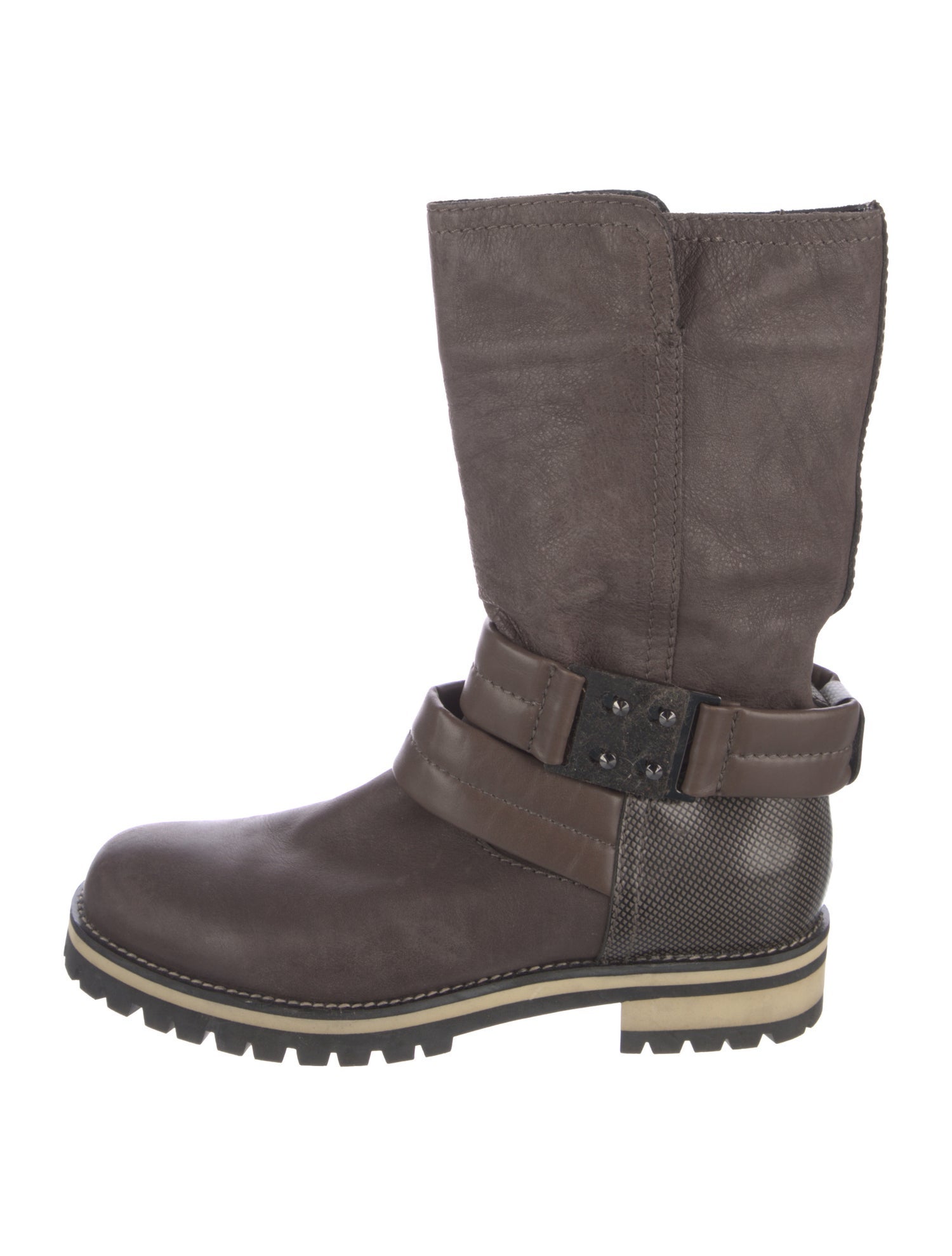 Aquatalia Leather Leather Trim Embellishment Moto Boots