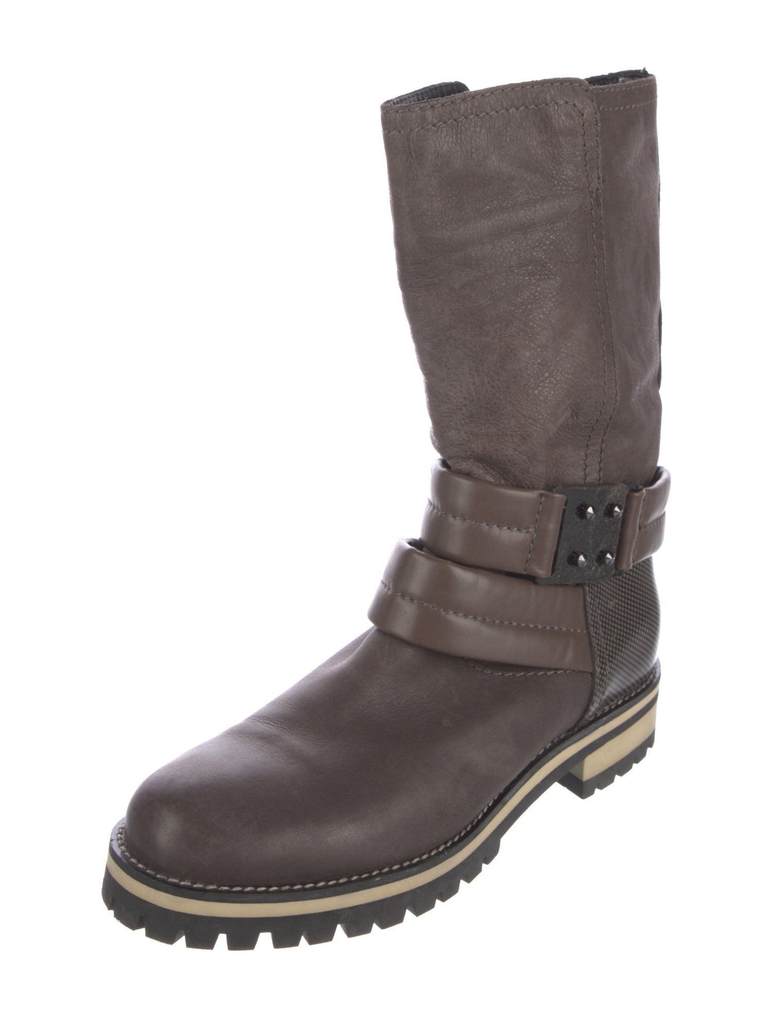 Aquatalia Leather Leather Trim Embellishment Moto Boots