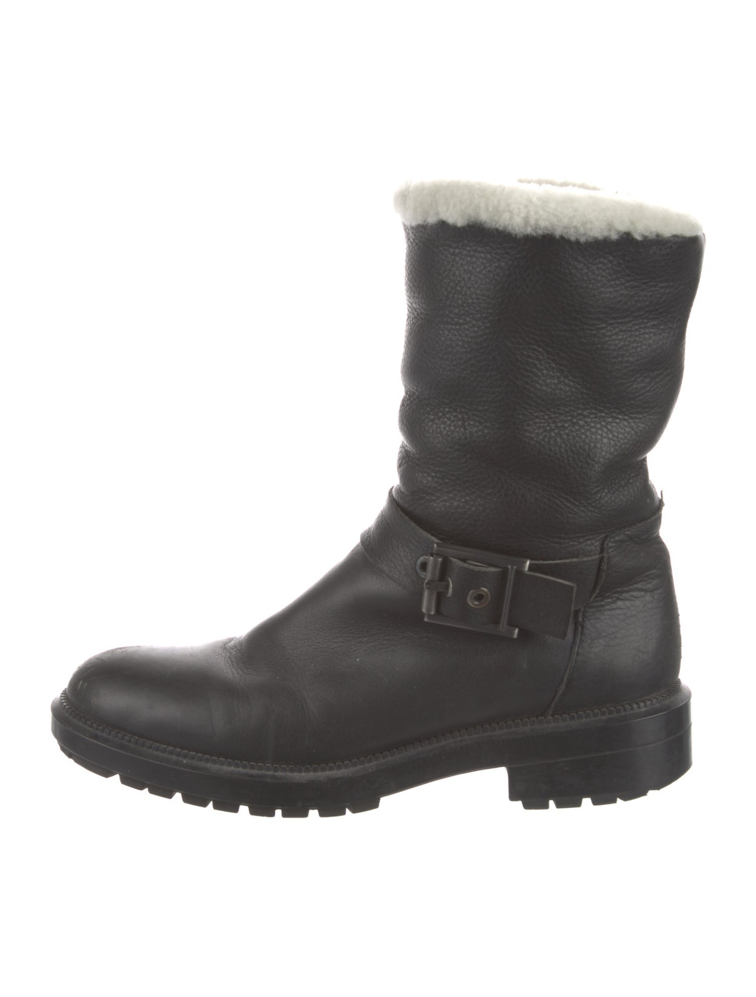 Aquatalia Leather Printed Moto Boots