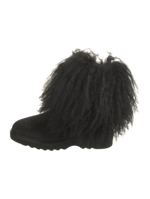 Aquatalia Suede Fur Trim Lace-Up Boots