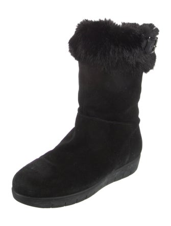 Aquatalia Suede Faux Fur Trim Boots