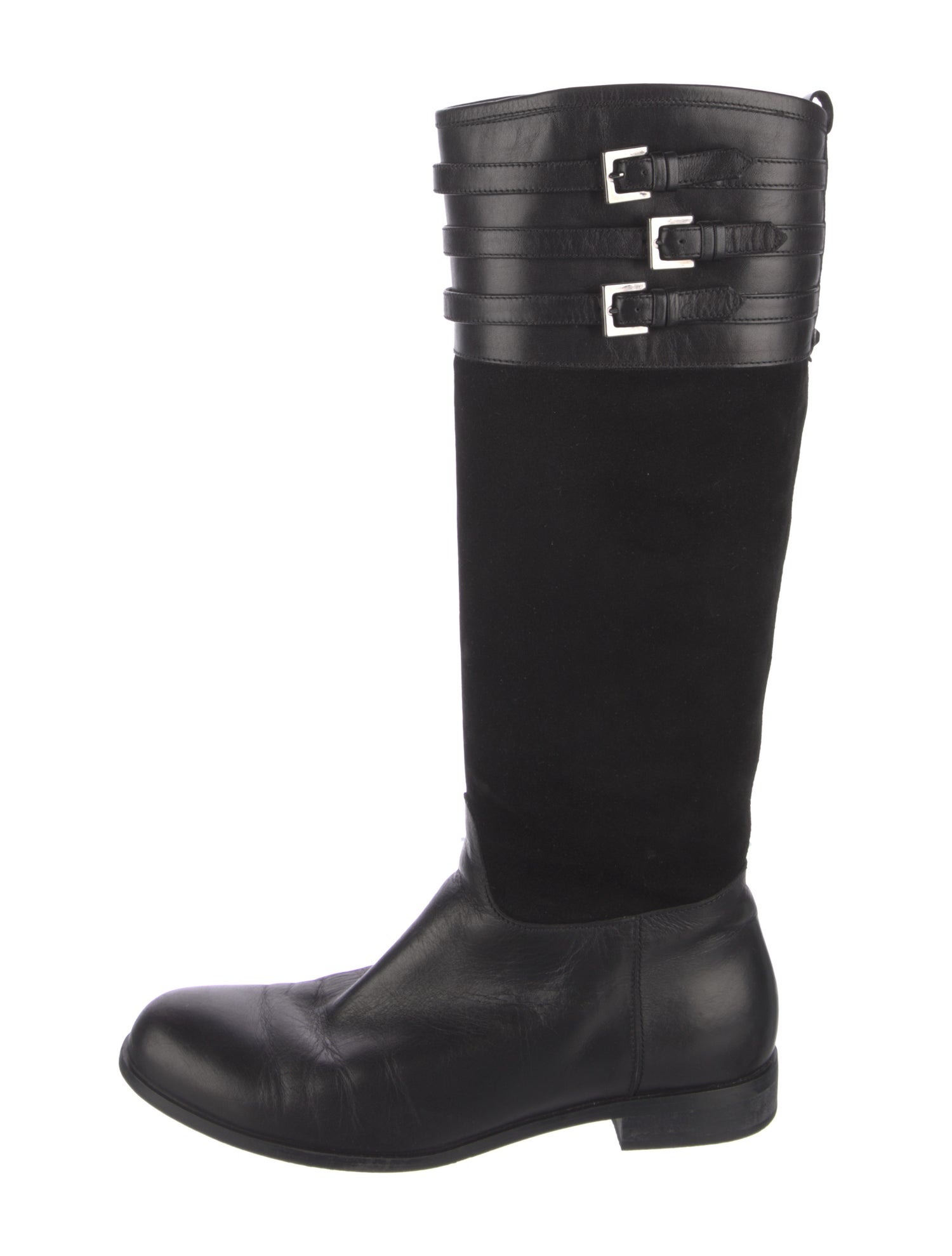 Aquatalia Suede Leather Trim Embellishment Riding Boots