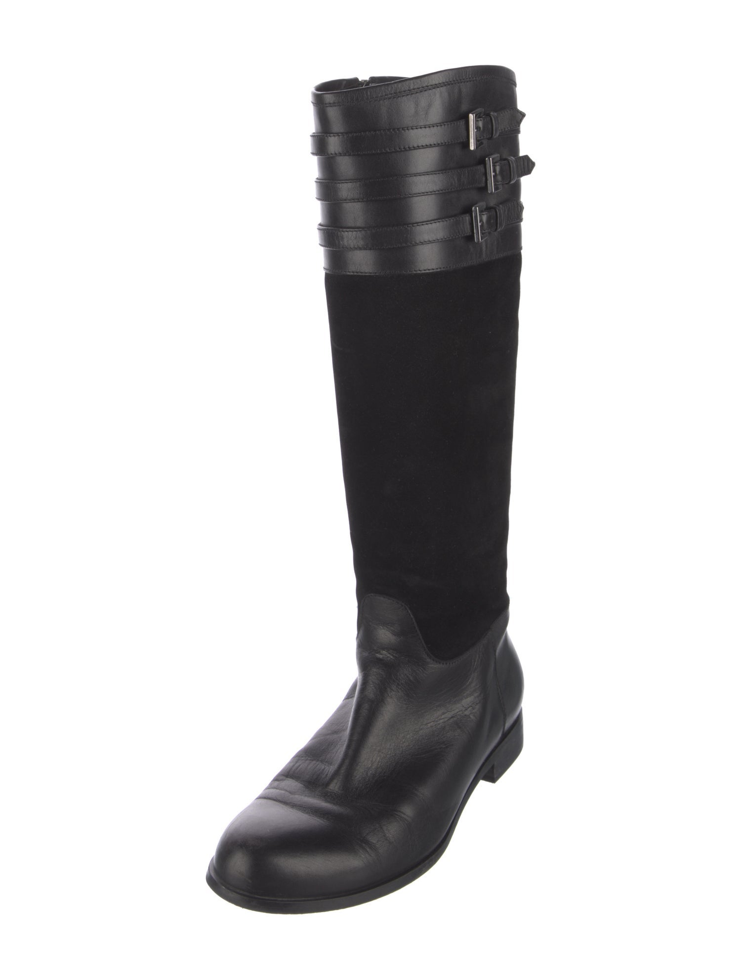 Aquatalia Suede Leather Trim Embellishment Riding Boots