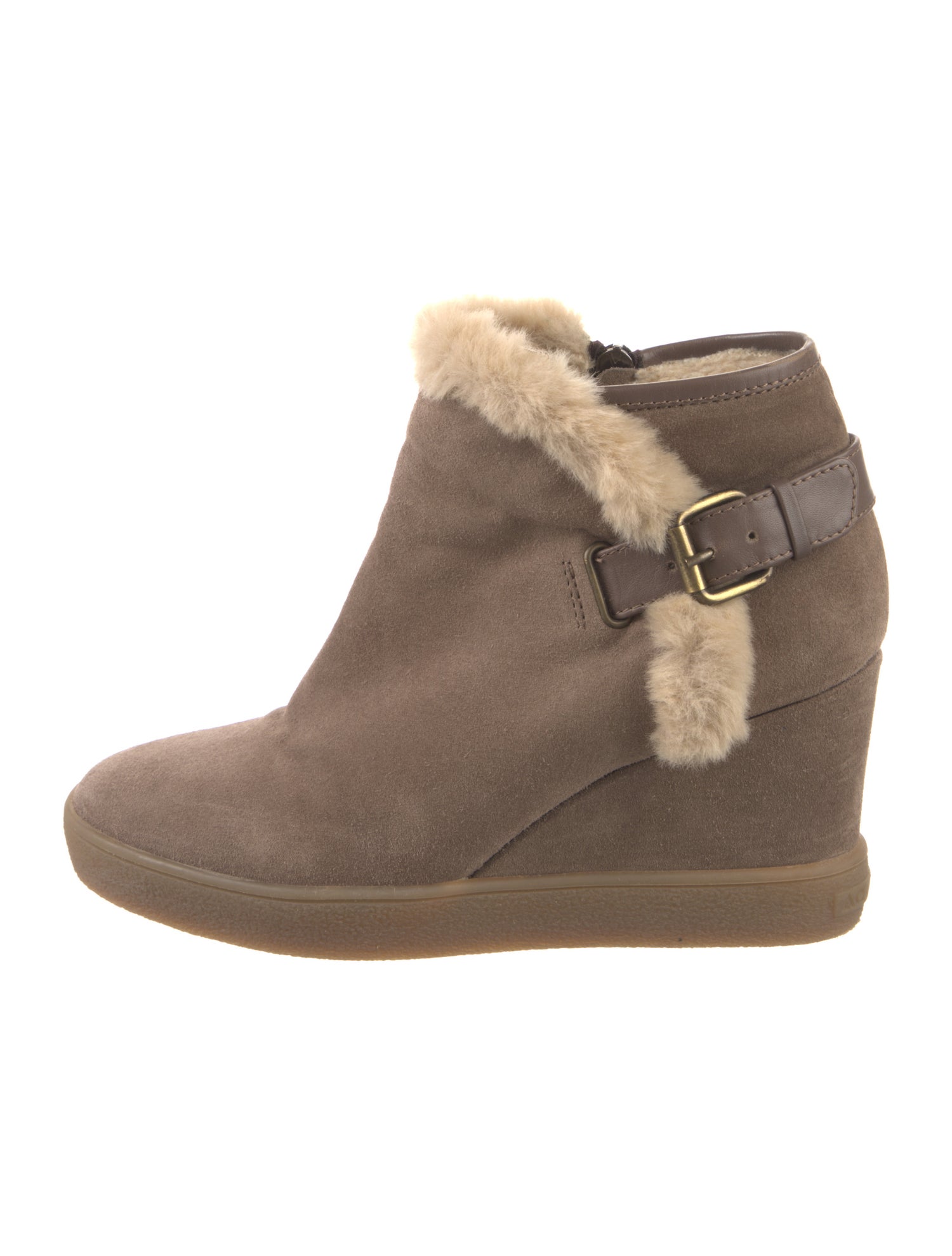 Aquatalia Suede Fur Trim Boots