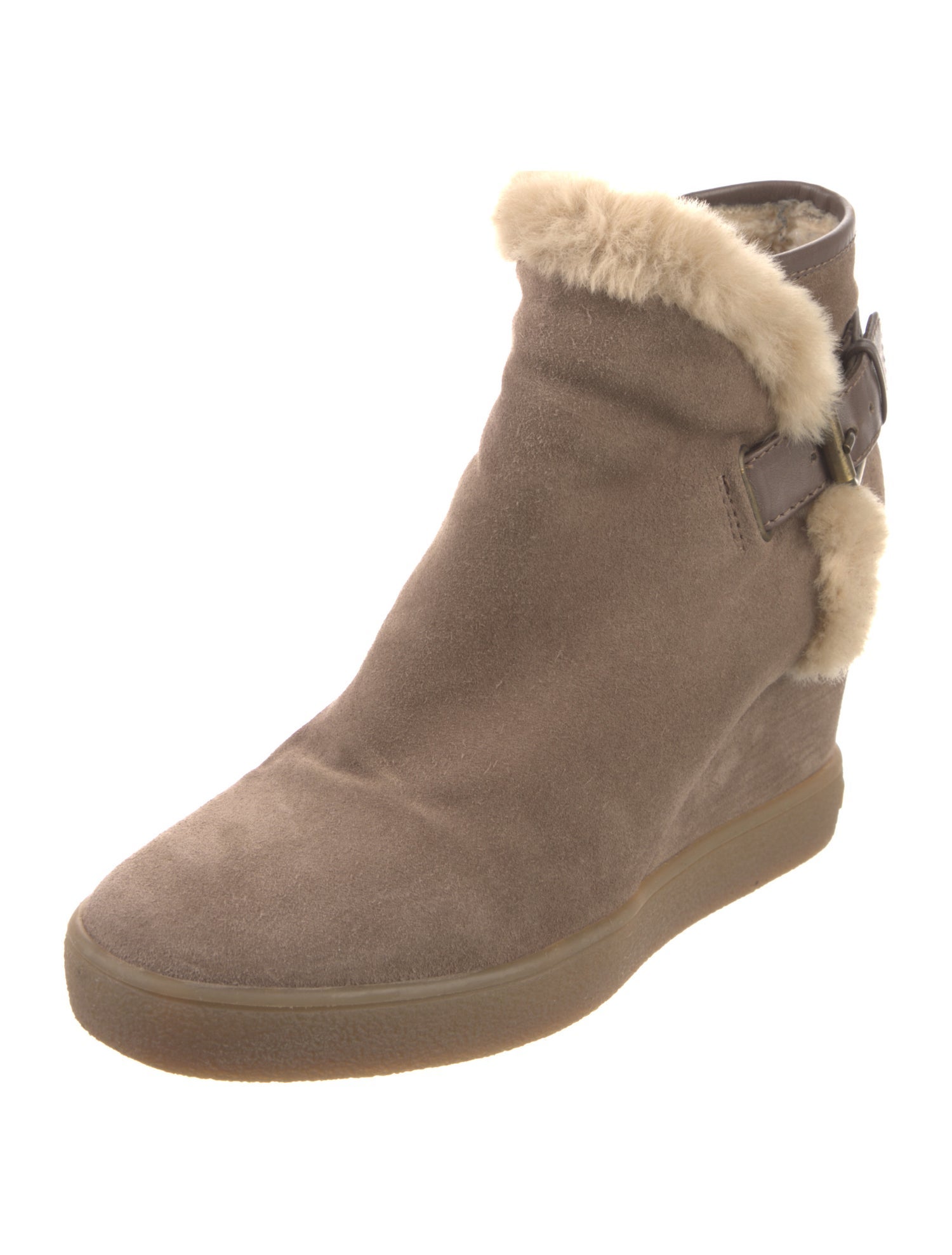 Aquatalia Suede Fur Trim Boots