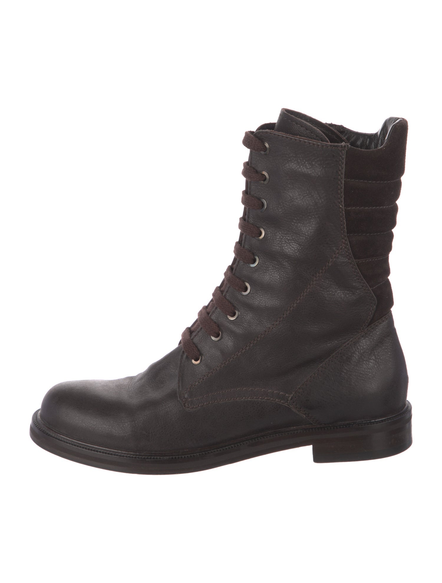 Aquatalia Leather Printed Combat Boots