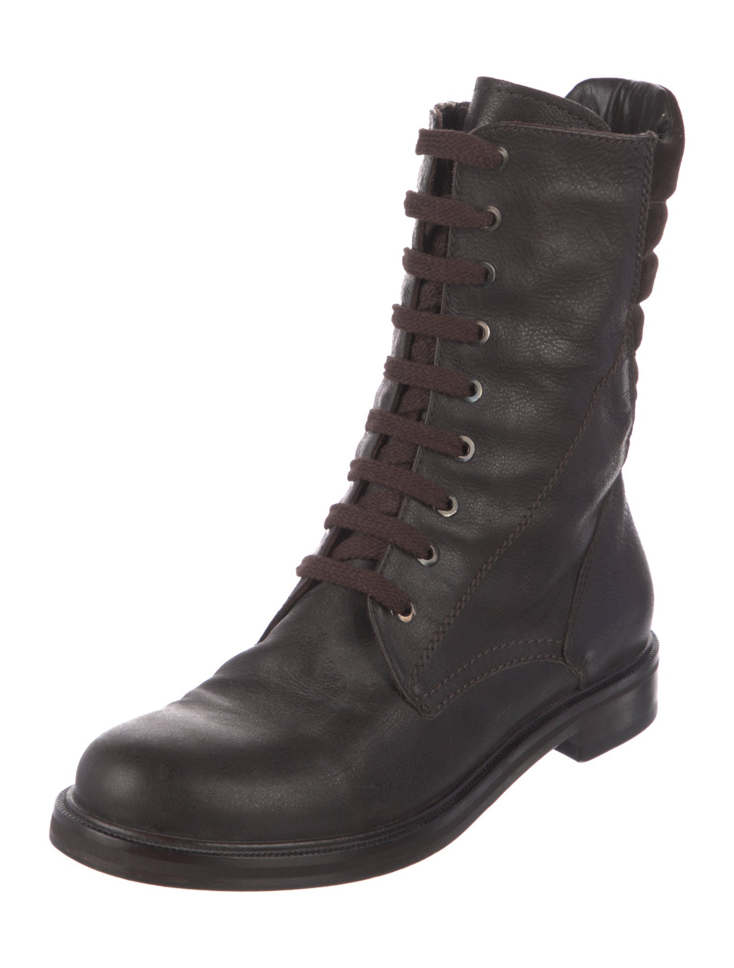 Aquatalia Leather Printed Combat Boots
