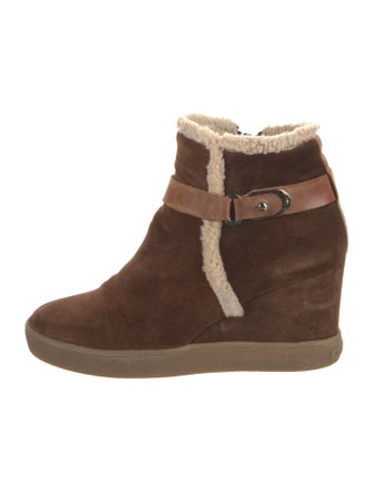 Aquatalia Suede Faux Fur Trim Boots