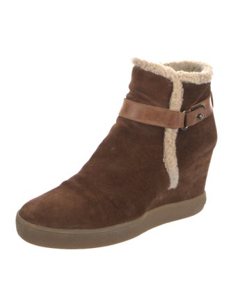 Aquatalia Suede Faux Fur Trim Boots