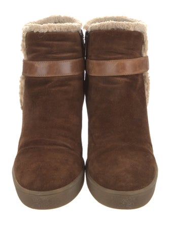 Aquatalia Suede Faux Fur Trim Boots