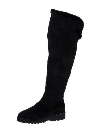 Aquatalia Suede Faux Fur Trim Boots