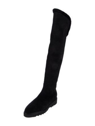 Aquatalia Suede Faux Fur Trim Boots