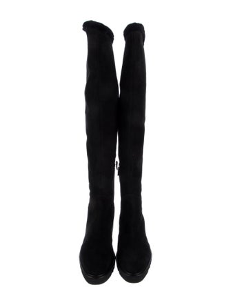 Aquatalia Suede Faux Fur Trim Boots