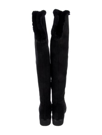 Aquatalia Suede Faux Fur Trim Boots