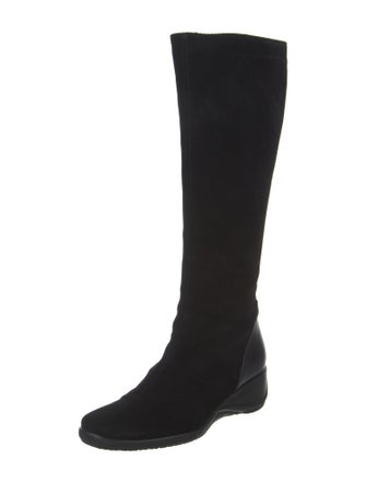Aquatalia Suede Leather Trim Embellishment Riding Boots
