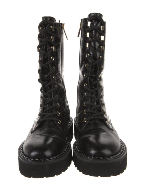 Aquatalia Leather Printed Combat Boots