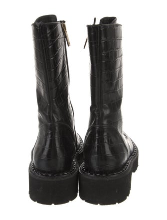 Aquatalia Leather Printed Combat Boots