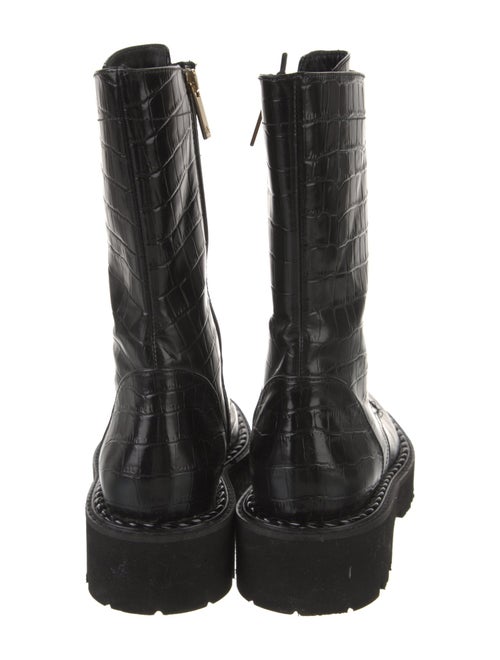 Aquatalia Leather Printed Combat Boots