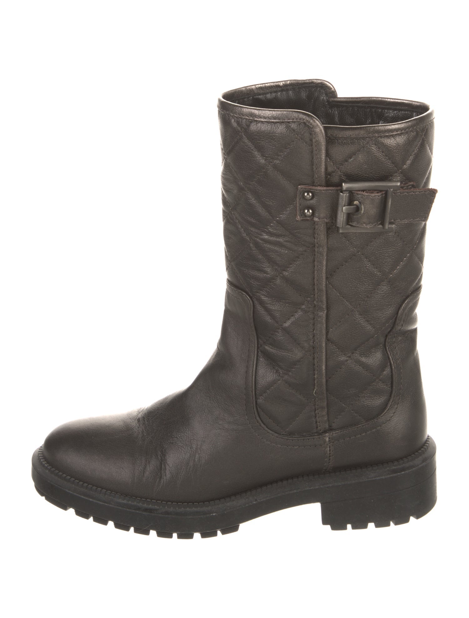 Aquatalia Quilted Pattern Leather Moto Boots