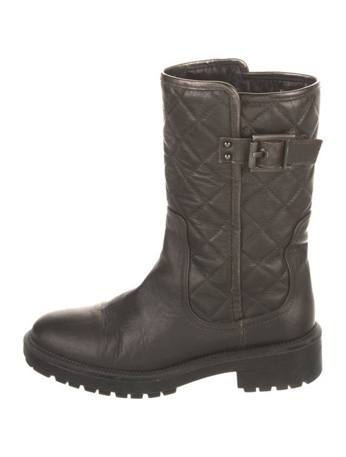 Aquatalia Quilted Pattern Leather Moto Boots