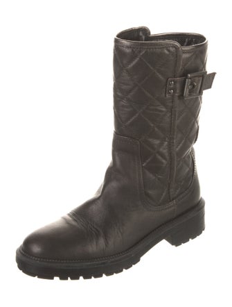 Aquatalia Quilted Pattern Leather Moto Boots