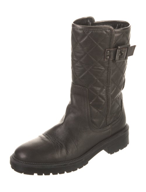 Aquatalia Quilted Pattern Leather Moto Boots