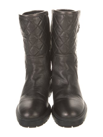 Aquatalia Quilted Pattern Leather Moto Boots