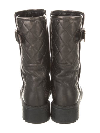 Aquatalia Quilted Pattern Leather Moto Boots