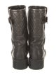 Aquatalia Quilted Pattern Leather Moto Boots