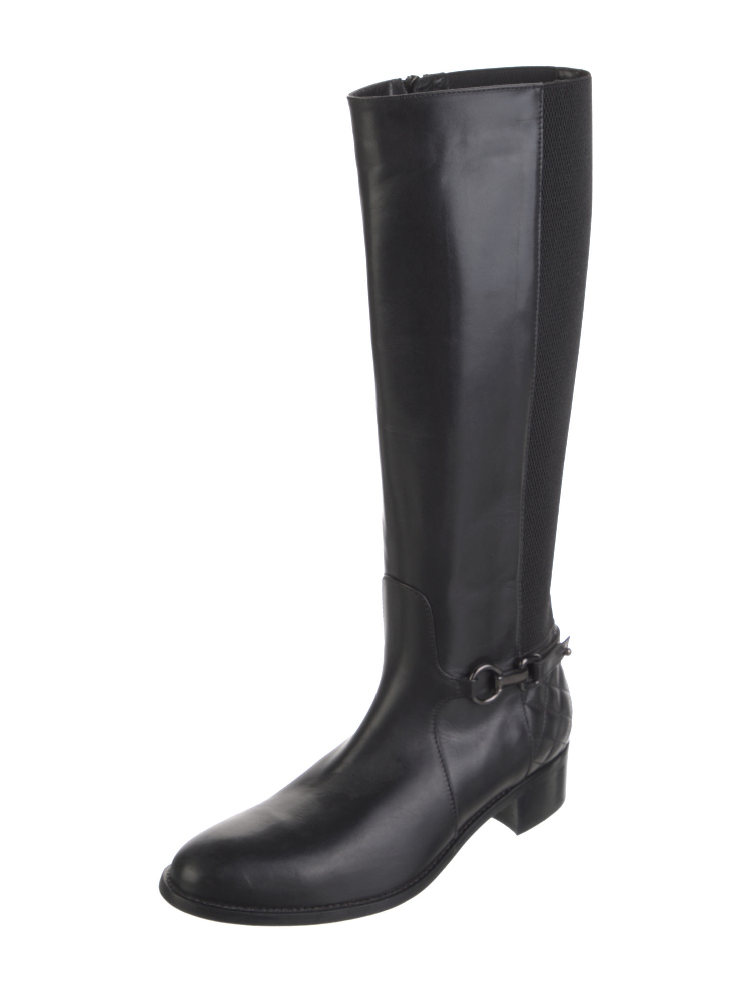 Aquatalia Quilted Pattern Leather Riding Boots