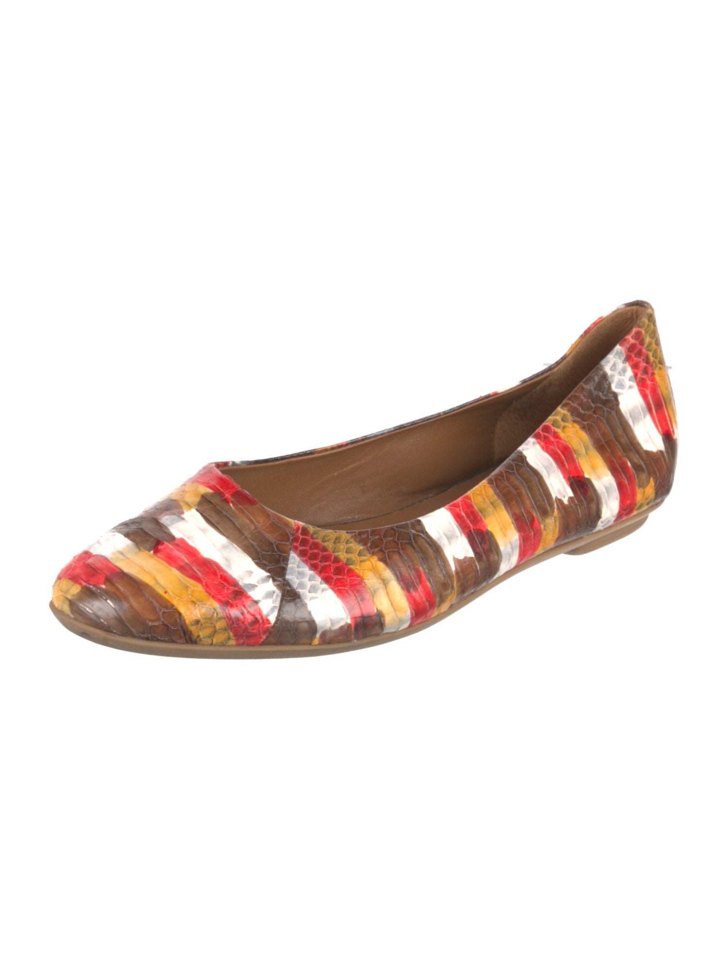 Aquatalia Leather Colorblock Pattern Ballet Flats