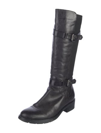 Aquatalia Leather Printed Riding Boots