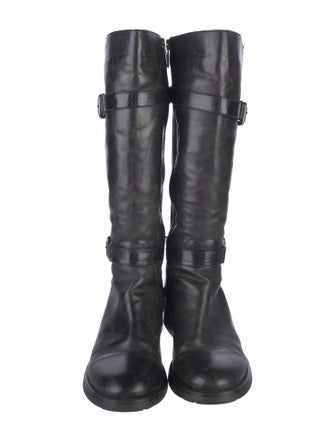 Aquatalia Leather Printed Riding Boots