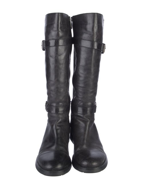 Aquatalia Leather Printed Riding Boots