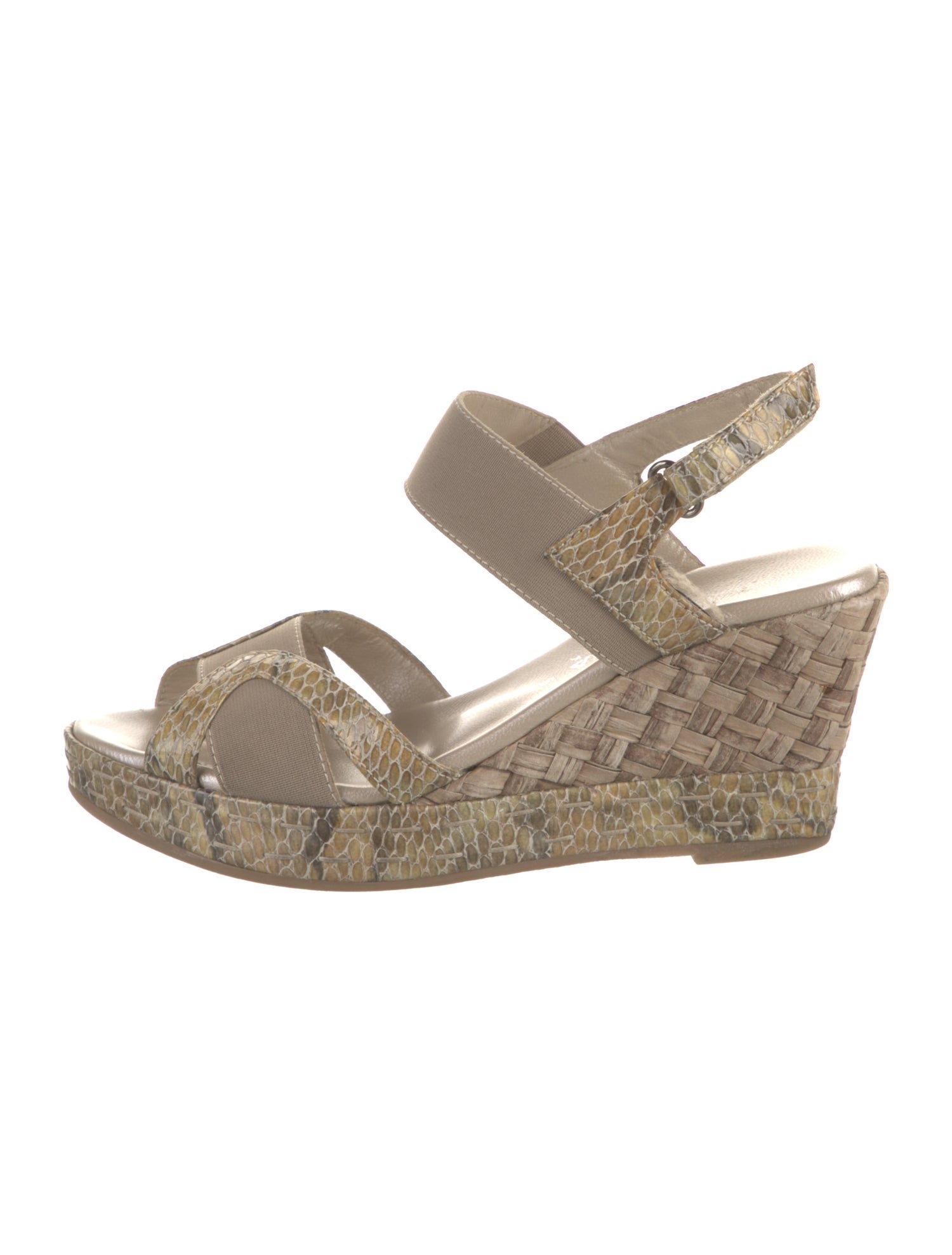 Aquatalia Embossed Leather Animal Print Slingback Sandals