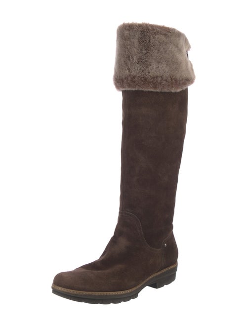Aquatalia Suede Fur Trim Boots